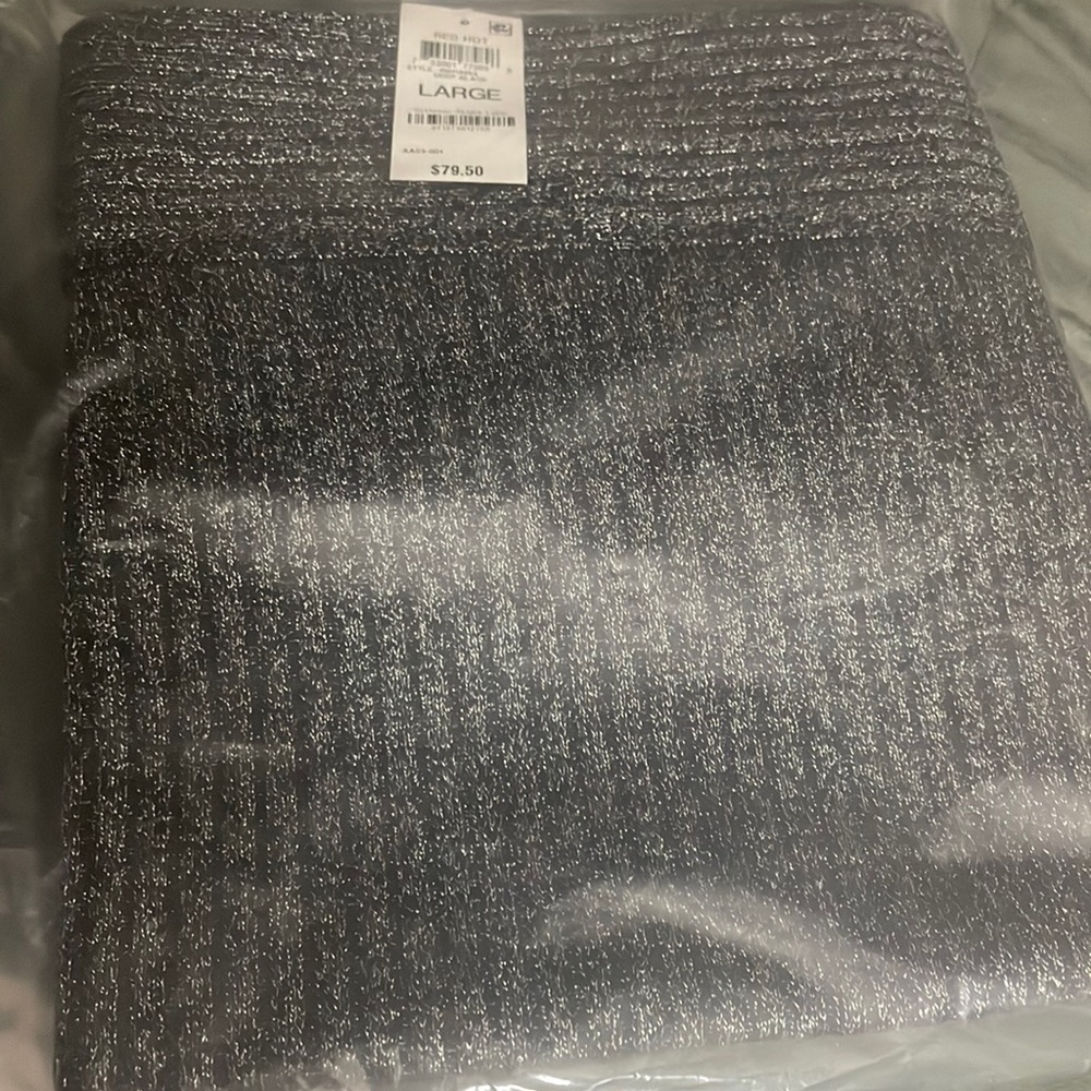 INC Off The Shouder Sweater Black Metallic NWT